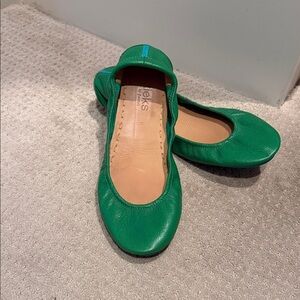 Tieks Vibrant Green Leather Flats